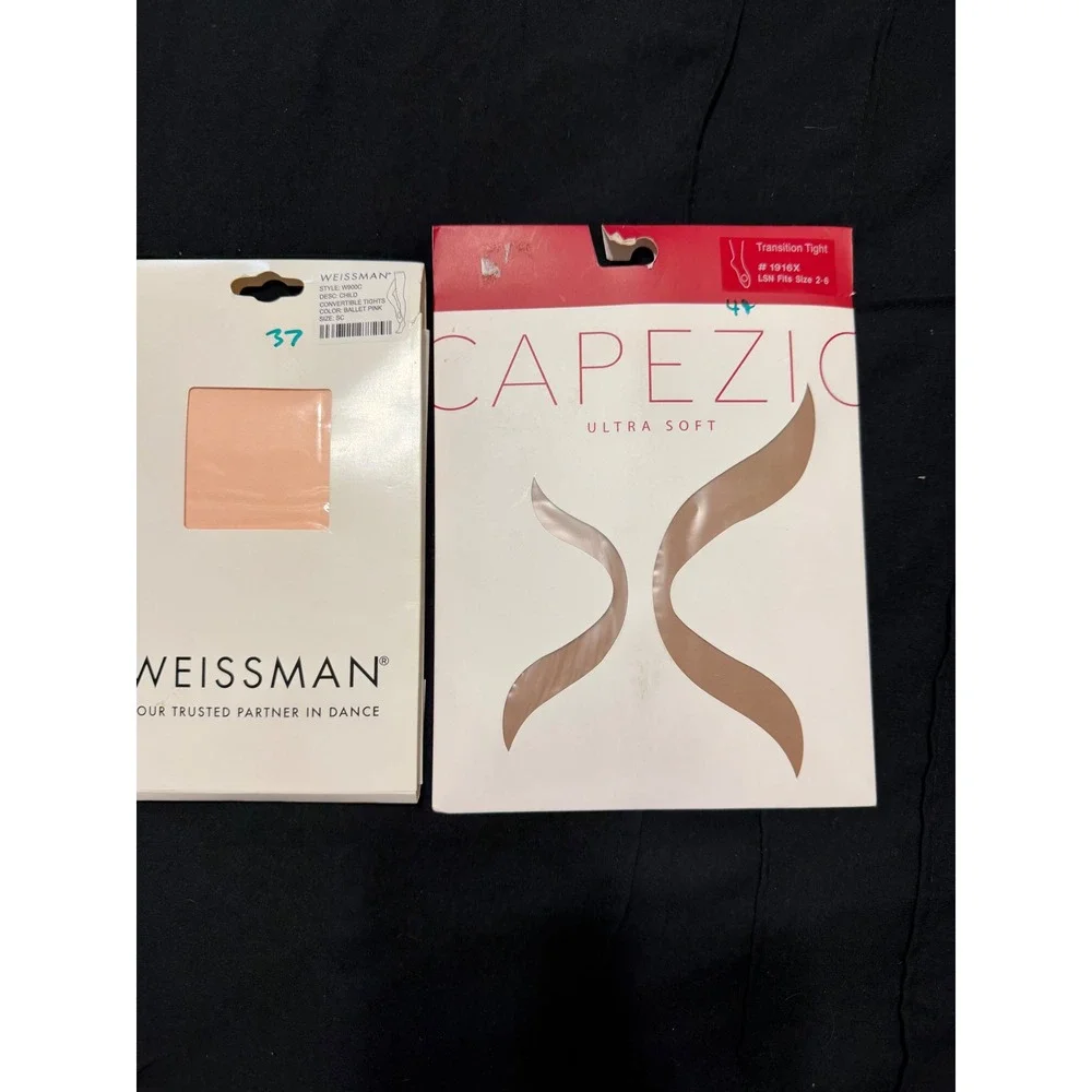 Weissman Capezio Kids Dance‎ Tights Bundle Ballet Pink Suntan SC Fits 2-6 2PK